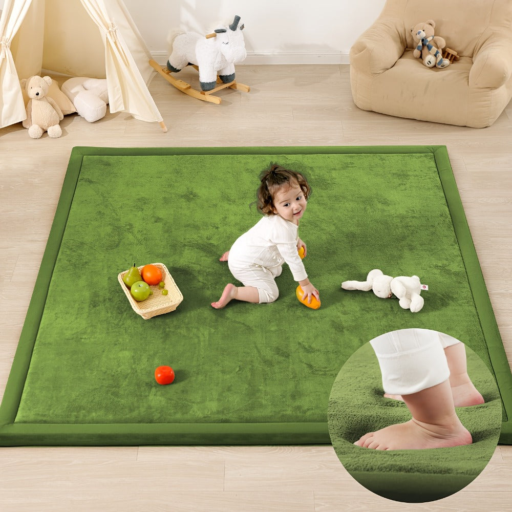 Padded Tatami-Style Area Rug in Six Solid Colors with 50-Inch Square to 79 x 118-Inch Sizes