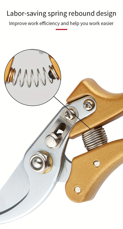 Japanese Gardening Shears Heavy Duty with Ergonomic Handle, Floral Scissors & Pruning Shears for Plant Trimming, Branch Cutting & Outdoor Garden Work – Gold & Black