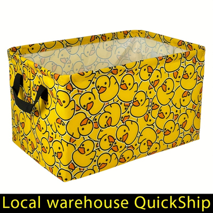 Collapsible Storage Basket with Handles Cute Cartoon Print Canvas Bin Box for Clothes Books Toys Shelves Laundry Bedroom Nursery Organizer Cube Gift Basket