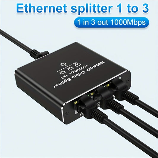 Gigabit Ethernet Splitter 1 to 3 – 1000Mbps PoE Network Splitter, 1 In 3 Out RJ45 Adapter for PC, Laptop, Router, TV, Starlink | Cat5/5e/6/7/8 Compatible, USB Powered, No Config Needed