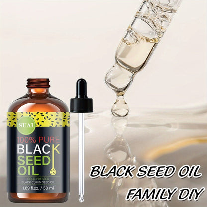 Black Seed Oil 100% Pure Cold Pressed Multi-Use Moisturizing Firming Skincare Oil for Face Body Hair Nails Eyelashes Natural Plant Extract All Skin Types Daily Skincare Routine