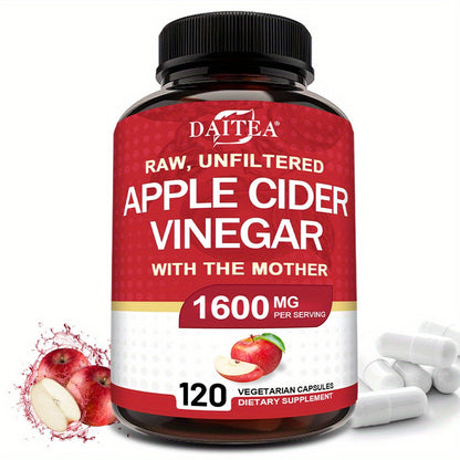 Apple Cider Vinegar Capsules 1600mg with Vitamin & Mineral Blend – Digestion, Weight Management & Energy Supplement 120 Capsules 60-Day Supply for Women & Men | 1, 2 or 3 Bottle Options