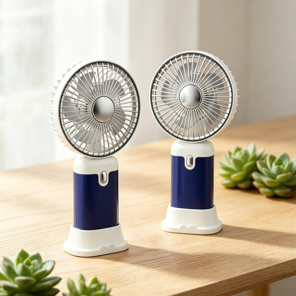 Foldable Handheld and Desk Fan with Three Speeds, USB Charging and White or Blue 1- or 2-Piece Options