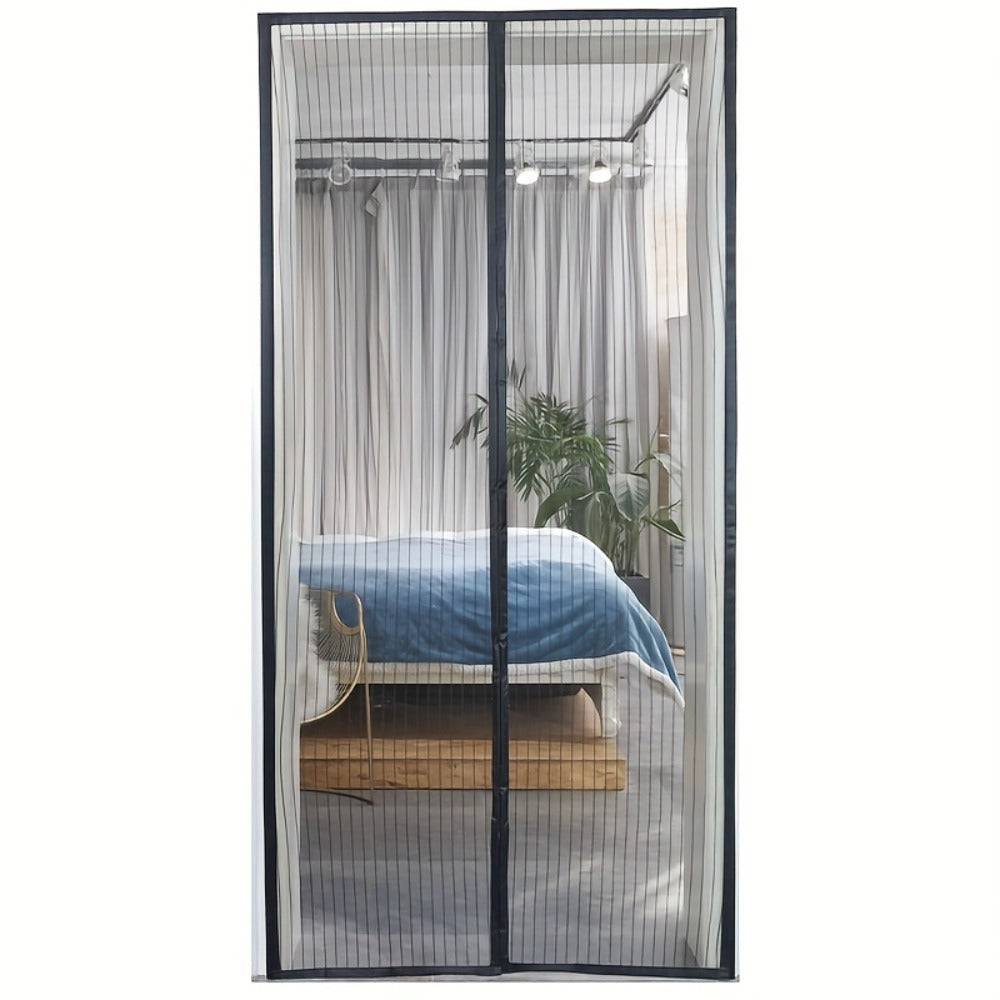 Magnetic Mesh Screen Door with Self-Sealing Center Closure and 90 x 210 cm Pictured Size, One-Piece Set