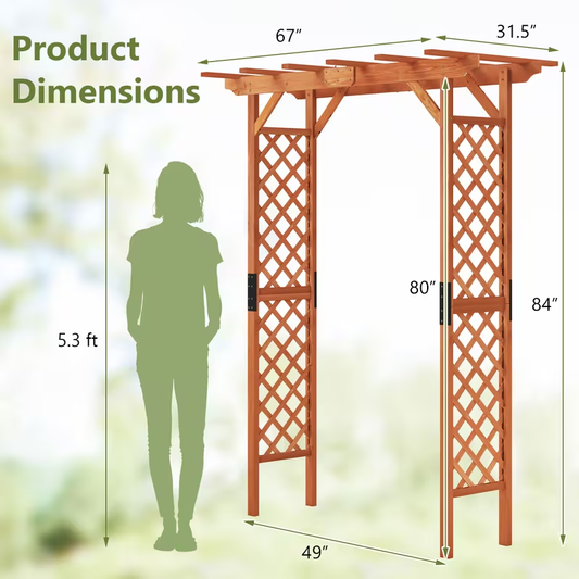 Wood Garden Arbor 7ft Fir Pergola Trellis Climbing Plants Roses