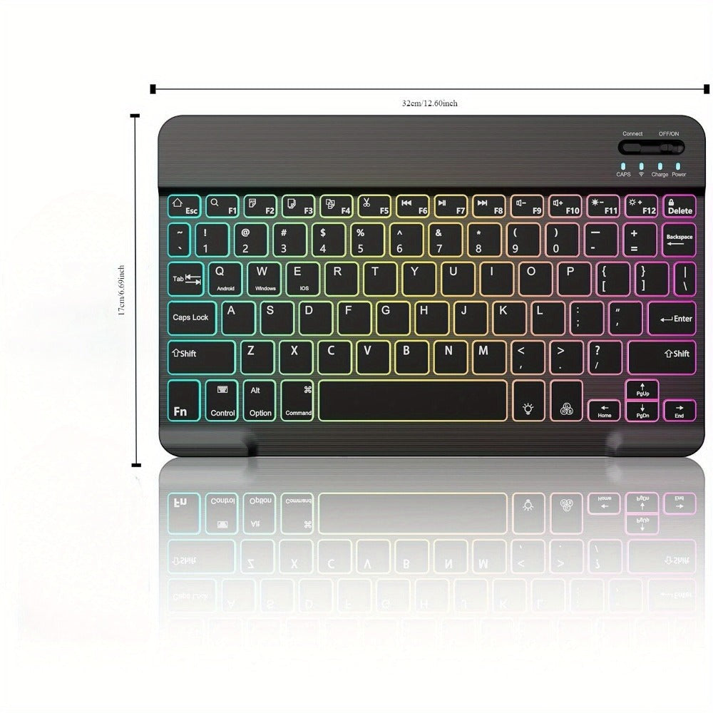 Wireless RGB Backlit Gaming Keyboard and Mouse Combo with Mouse Pad – 10-Inch Portable Keyboard Mouse Set for PC iOS Android Tablets | Rechargeable RGB Desk Setup Keyboard