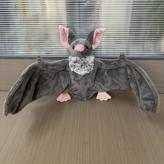 Giant Bat Plush Stuffed Animal 23 Inch Wingspan Soft Grey Spooky Bat Toy Halloween Decor Gift for Kids Adults Bat Lovers Gothic Fans Animal Lovers