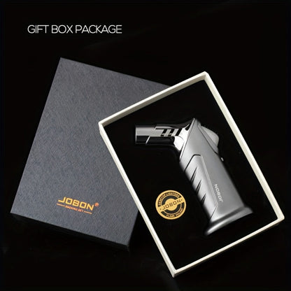 Butane Torch Lighter with Gift Box - Jobon Adjustable Flame Kitchen Torch, BBQ Camping Lighter for Men, Child Safety Lock, Windproof Refillable Jet Flame, Holiday Birthday Gift (Gas Not Included)
