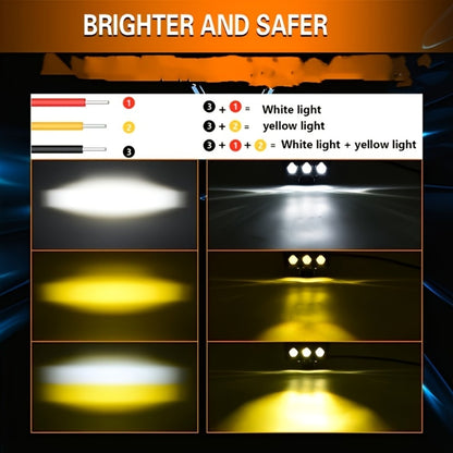 Motorcycle LED Lights 2 Pack with Switch - Dual Color White & Amber High Low Beam Auxiliary Driving Lights for Motorcycle Truck ATV UTV SUV Off Road