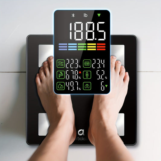 Smart Body Scale 14-in-1 – Body Fat Scale with BMI, Muscle Mass & 14 Health Metrics, Wireless Bluetooth App Sync, Auto Recognition, 500 lb Capacity, HD LED Display for Home & Gym Use