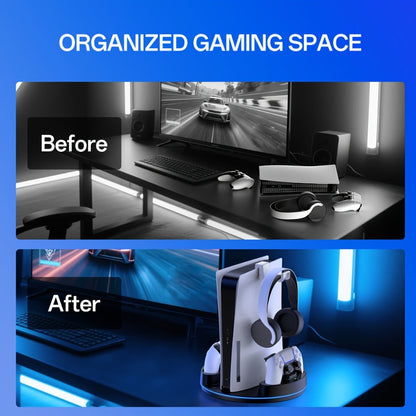 PS5 Charging Station with RGB Light Stand for PS5 Slim PS5 Pro - Fast Dual Controller Charger Compatible with All PlayStation 5 Console Models