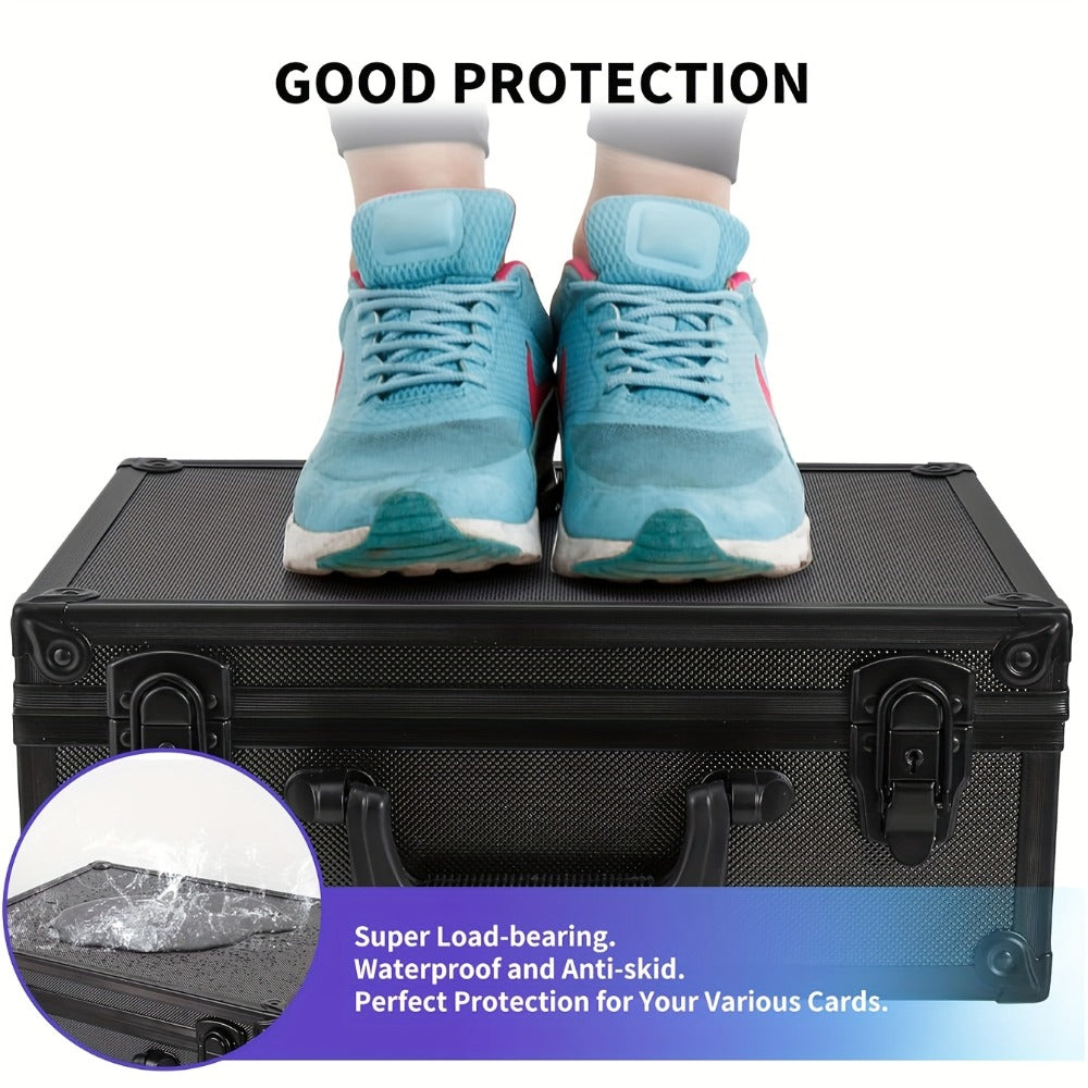 Two-Piece Hard Carrying Case Set for Trading Card Holders with Foam Dividers and Pictured Lock Hardware