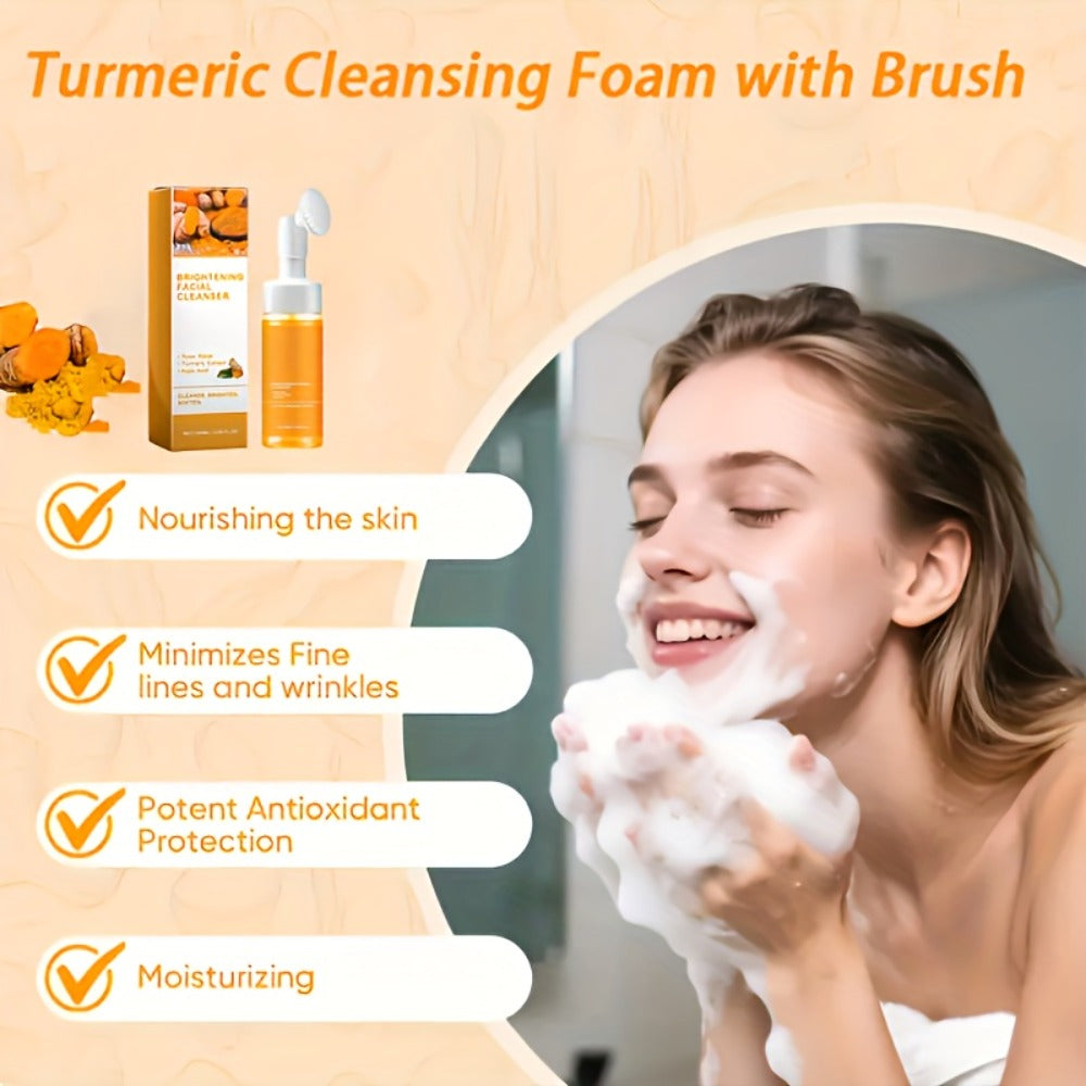 Two-Piece Turmeric and Kojic Acid Facial Cleanser Set in 3.38 oz Travel-Size Tubes for Daily Skin Care