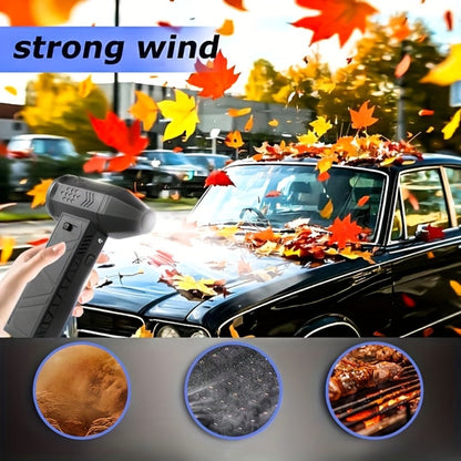 130000 RPM Portable Turbo Fan Blower & Vacuum 2-in-1, USB Rechargeable Cordless Handheld Air Blower for Dust Removal, Cooling, Snow Blowing, Car Cleaning, Inflatable Pad, Ignition Aid
