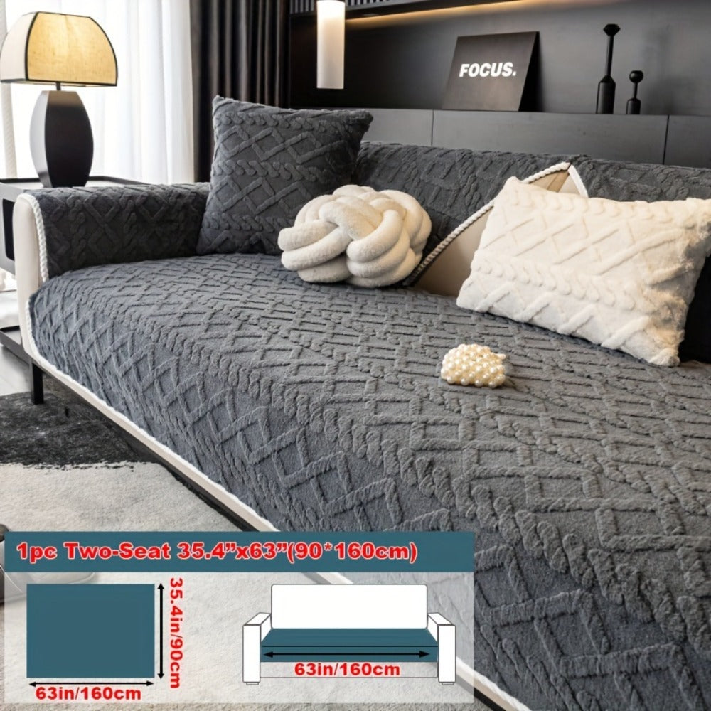 Sofa Cover Plush-Texture Modular Panels for Single to 4 Seats, Backrest, Armrest or Throw Pillow