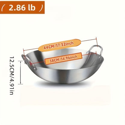 Stainless Steel Wok & Frying Pan – Non-Stick Cooking Surface, Ergonomic Handle, Compatible with Gas, Induction & Electric Stovetops, Extra Thick & Deep, Easy to Clean