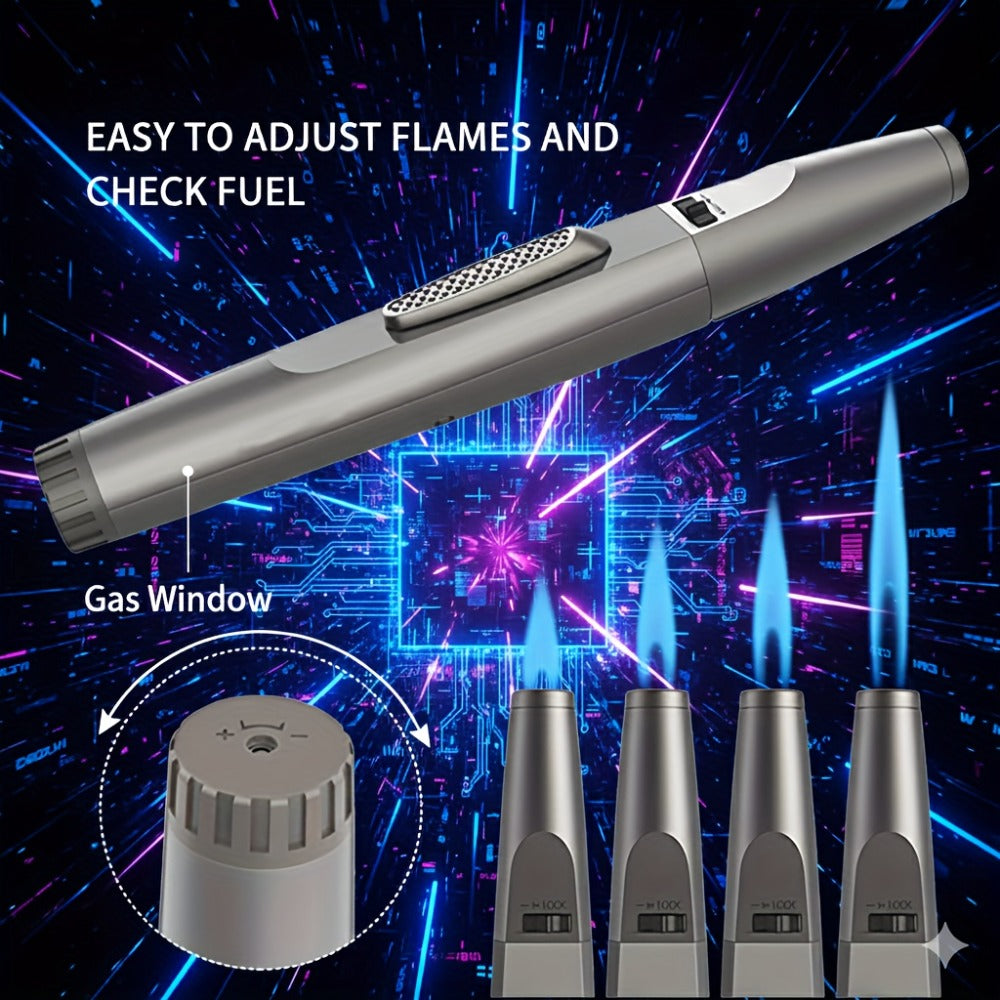 JOBON Pen-Style Torch Lighter with Angled Nozzle, Slim Metal Body and Included Gift Box Presentation