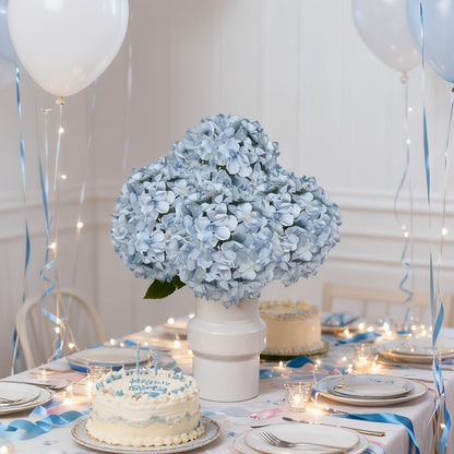 Artificial Hydrangea Flowers 20pcs 16 Inch | Silk Fake Hydrangea Stems for Wedding Home Bedroom Kitchen Decor | Birthday Christmas Exhibition Display in Blue White