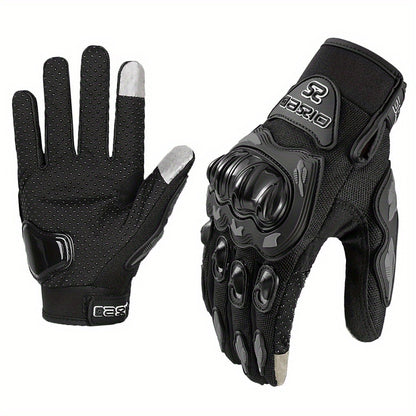 Motorcycle Gloves Full Finger Summer Breathable Touchscreen Hard Shell Protection Non-Slip Motocross Racing Gloves for Men Women, Black Red, M L XL