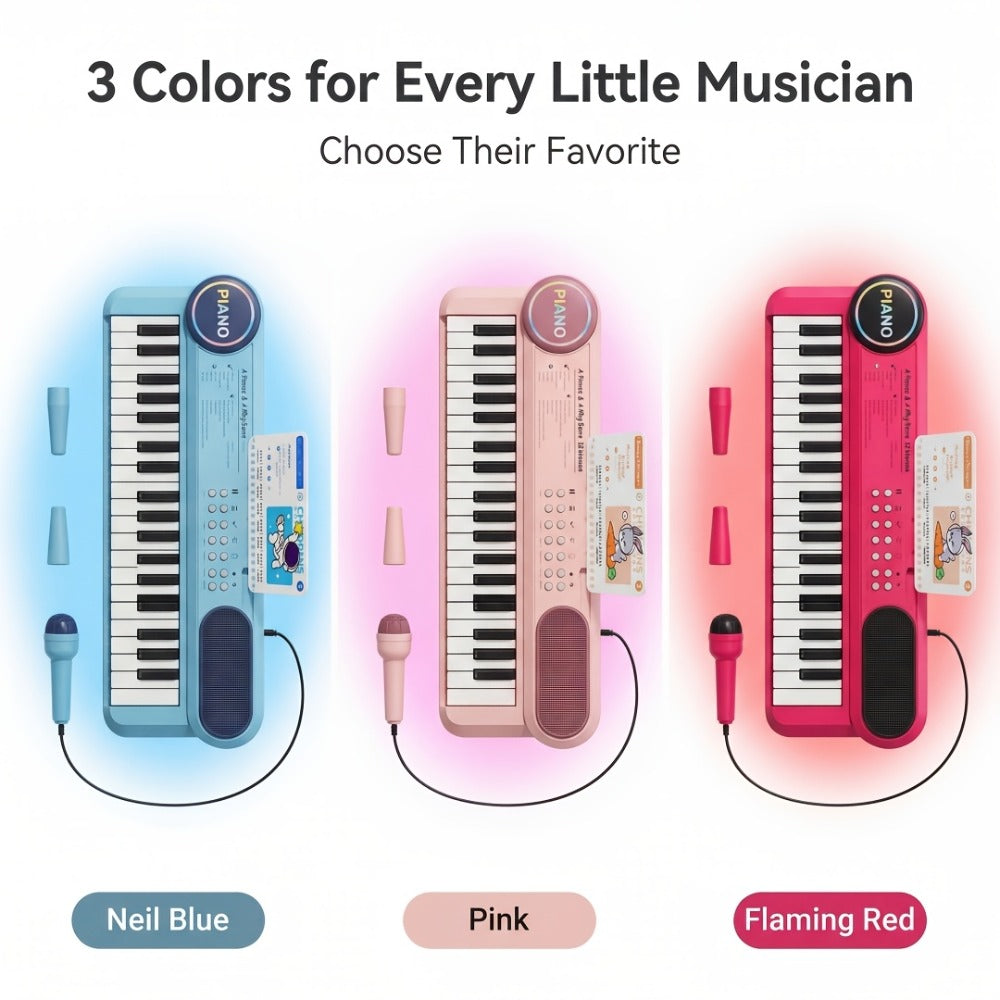 Kids Electronic Keyboard Piano 37 Keys with Microphone, Multi-Function Musical Instrument Toy for Children, Educational Music Gift for Boys & Girls, Birthday Christmas Holiday Gift, Sky Blue, Rose Red, Pink