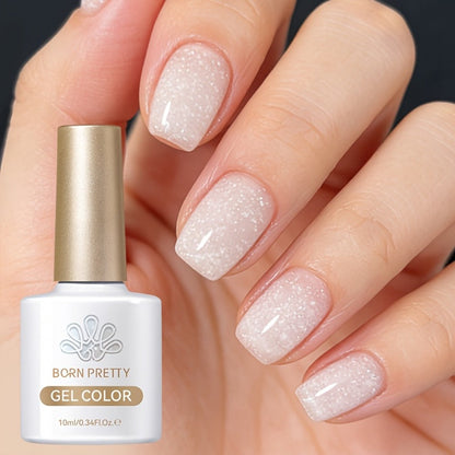 Gel Nail Polish in 10ml Snowflake-Sequin Pink Jelly with Glitter Finish and UV/LED Soak-Off Cure