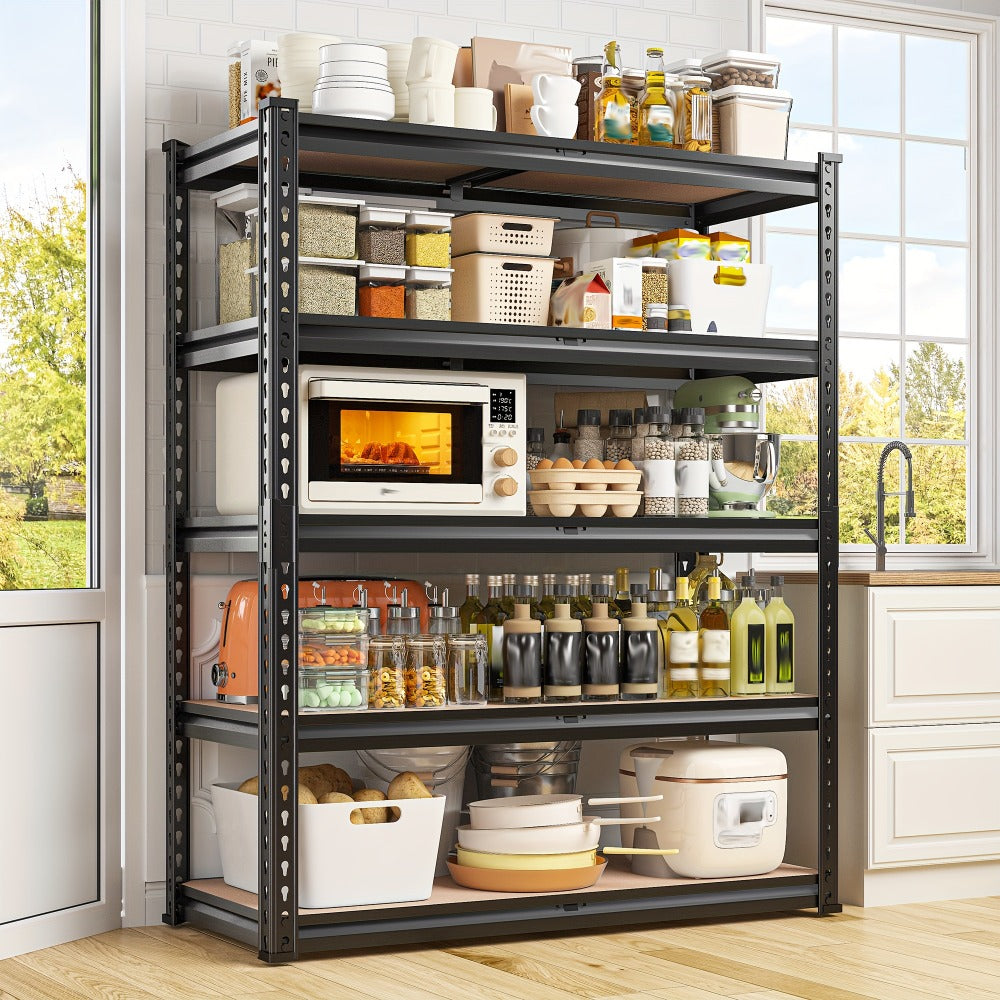 Heavy Duty Garage Shelving Unit 5-Tier Metal Storage Shelf – 2000/2500 LBS Capacity Adjustable Steel Shelves for Garage, Basement & Warehouse | 60"/72" H Utility Rack for Kitchen, Pantry & Workshop