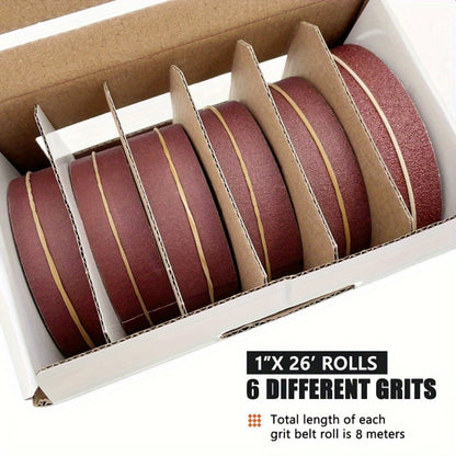 Pull-Through Sandpaper Roll Dispenser Set with Four, Five or Six Abrasive Grit Rolls Pictured