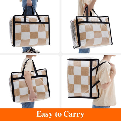 Clear Vinyl Storage Bags with Zipper Closure - 10.57 Gal Large Capacity Under-Bed Organizer for Clothes, Bedding, Blankets & Duvets, 4pcs Foldable Moving Storage Containers