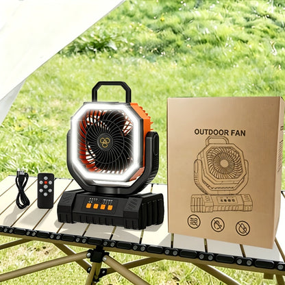 Camping Fan 20000mAh Tabletop and Hanging Fan with 4 Speeds, 13-59 Hour Labeled Runtime, LED Ring and Remote