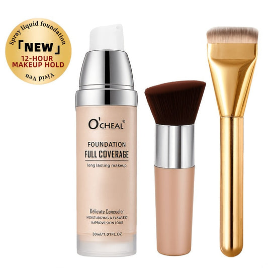 Air Cushion Foundation 2.0 Full Coverage Matte Finish Moisturizing Lightweight Buildable Liquid Foundation - Natural Nude Look 4 Shades Ivory White Porcelain Light Brown Women Makeup