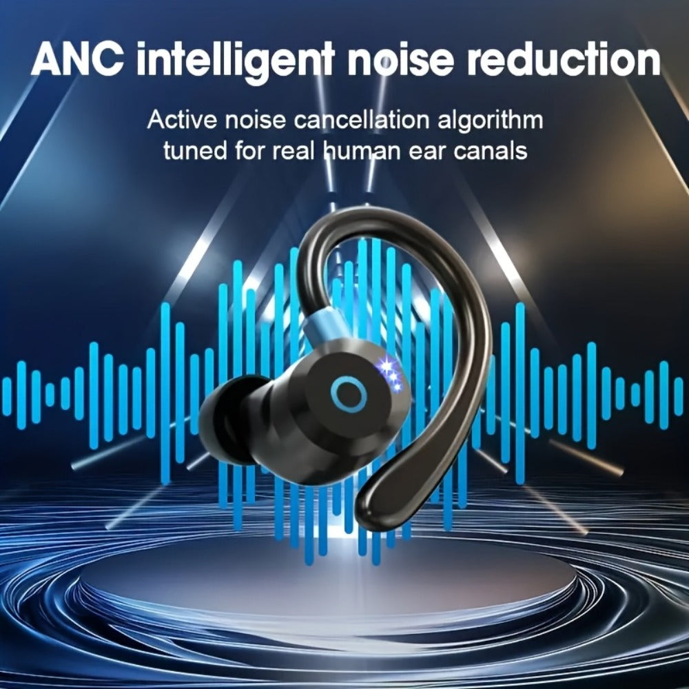 Wireless Earbuds HiFi Stereo with Active Noise Canceling, LED Display, Touch and Fast USB Charging