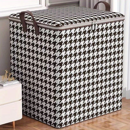 Houndstooth Lidded Storage Bins in One- or Three-Piece XXXL 55.48-Gallon Options with Carry Handles