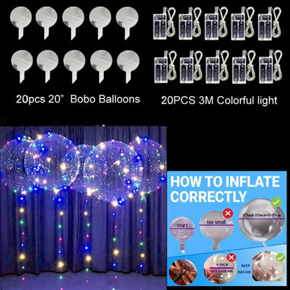LED Light Up Bobo Balloons with LED String Lights 20pcs Party Decoration Kit – Birthday Wedding Christmas Easter Graduation Decor