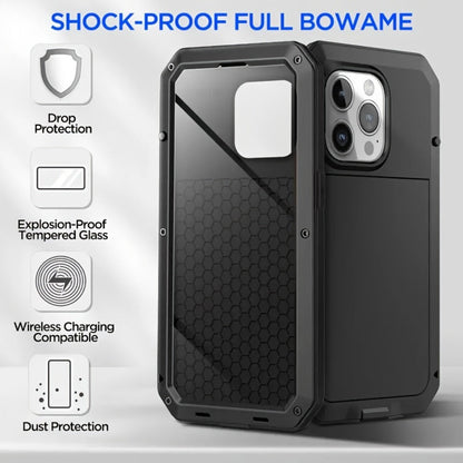 Metal-Frame Full-Body iPhone Case with Built-In Glass Screen Cover for Selected iPhone 11 through 16 Models