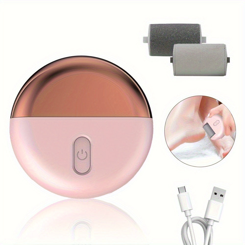 Rechargeable Electric Foot File with Two or Three Roller Heads in White Standard or Pink Upgraded Checkout