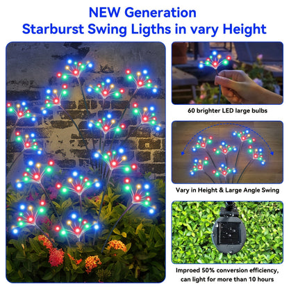 Solar Garden Lights Outdoor 4 Pack Twinkling Swaying Firework LED Stake Lights 2 Modes – Decorative Solar Path Lights for Yard Patio Flowerbed Camping Christmas Party Decor