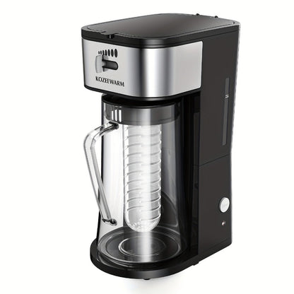 Iced Tea & Coffee Maker 3 QT Pitcher with Reusable Filter Basket | Adjustable Brew Strength | Cold Brew Machine for Iced Tea, Lattes, Lemonade & Flavored Water | Black