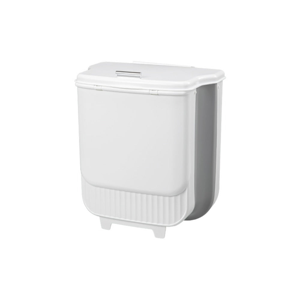 Collapsible 1.85-Gallon Trash Can with Lid for Wall Mount, Cabinet Door Hanging or Floor Placement