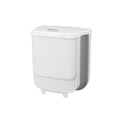 Collapsible 1.85-Gallon Trash Can with Lid for Wall Mount, Cabinet Door Hanging or Floor Placement