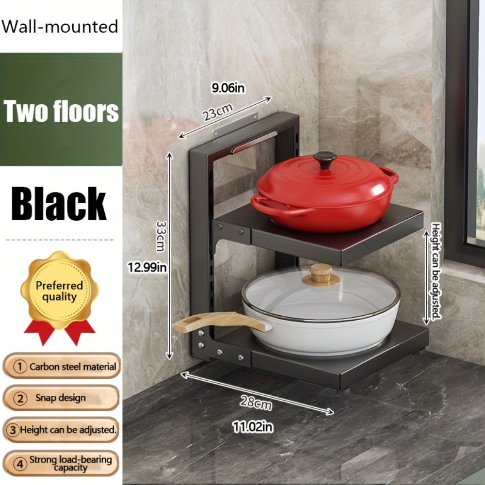 Multi-Tier Kitchen Storage Rack with Two-, Three-, Four- or Bilateral Seven-Shelf Layouts in Black, White or Gray