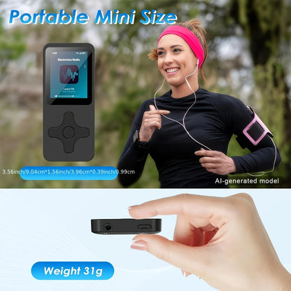 Bluetooth 5.0 MP3 Player with 64GB Micro SD Card, Built-In Speaker, FM Radio, Voice Recorder, E-Book & Photo Viewer, 1.8" Screen, Portable Music Player for Running Travel Gym – Black