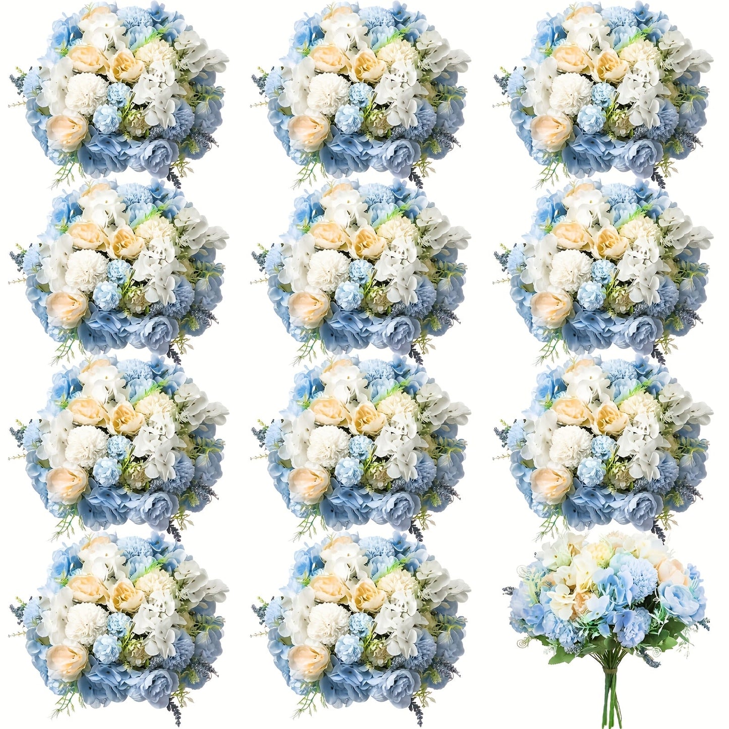 Artificial Flowers 12-Bundle Peony and Hydrangea Bouquet Set in Five Colors for Wedding Decor