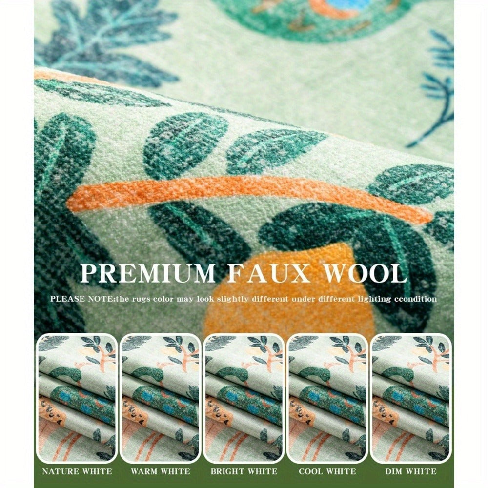 Area Rug, Jungle Animal and Tiger Print Indoor Carpet in Black, Green or Pink with Four Room-Size Options