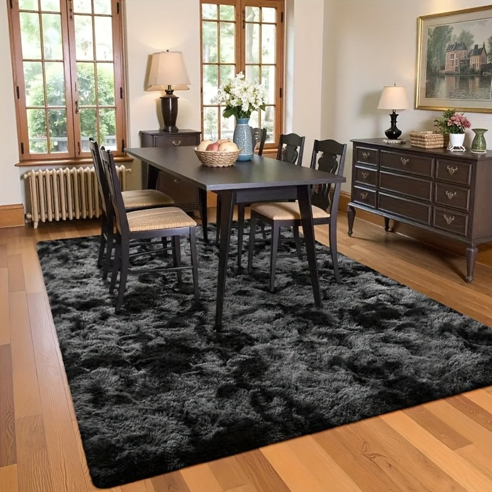 Tie-Dye Plush Area Rug with 160 x 80 cm Light Gray or 160 x 90 cm Light Gray and Dark Black Options