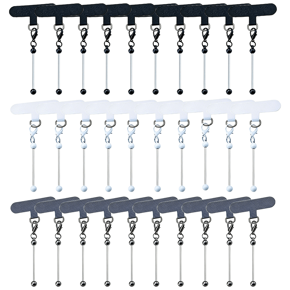 Beadable Phone Tether Tab Set 30pcs – DIY Phone Lanyard Adapter Kit with Blank Beadable Bars for Custom Phone Charms, Keychains, Bag Tags & Bridesmaid Gift Craft Projects