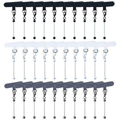 Beadable Phone Tether Tab Set 30pcs – DIY Phone Lanyard Adapter Kit with Blank Beadable Bars for Custom Phone Charms, Keychains, Bag Tags & Bridesmaid Gift Craft Projects