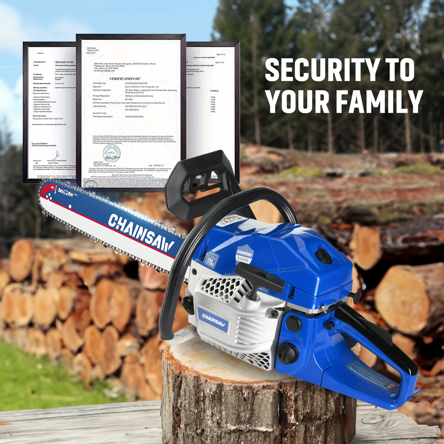 62CC 20-Inch Gas Chainsaw Kit in Five Colors with Bar Cover, Tool Pouch and Fuel Container