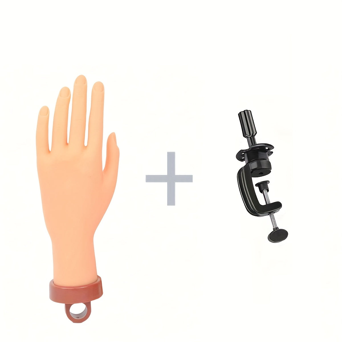 Flexible Nail Practice Hand Model with Clamp-On Desktop Stand, 10-Inch Pictured Hand and Swivel Base