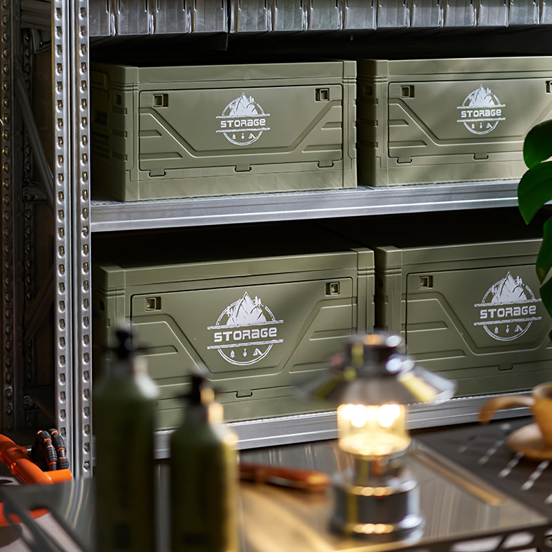 Outdoor Storage Box with Foldable Lid Table, Army Green