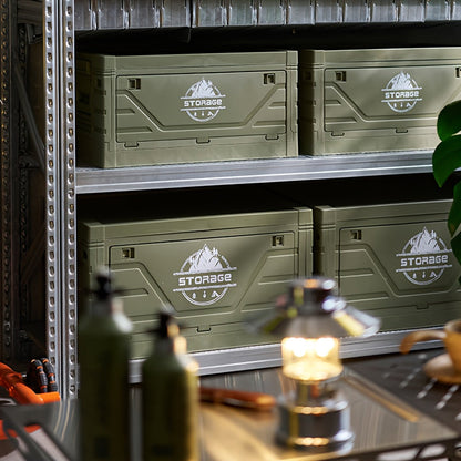 Outdoor Storage Box with Foldable Lid Table, Army Green